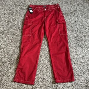 True Religion Military Cargo Pants Red White Contrast Stitching Baggy Y2K 32x32